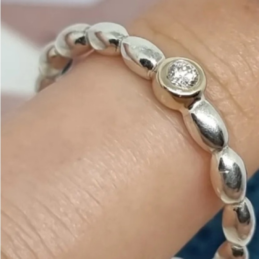 Rare/Retired PANDORA Elegant Embrace 925 Sterling 14kt Gold Diamond Ring 5.5 50 - Picture 14 of 15
